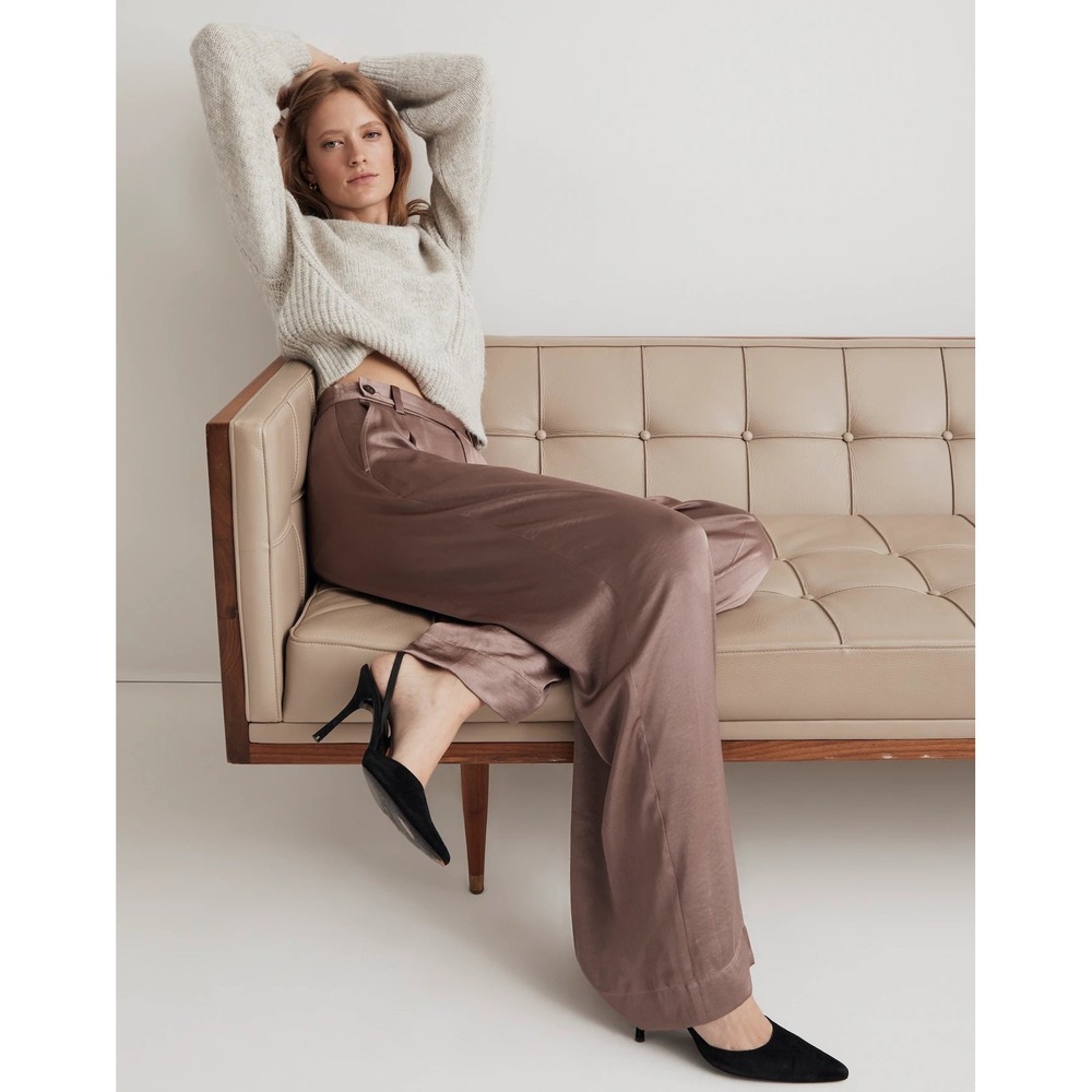 Madewell Wide Leg Satin Pants in Taupe